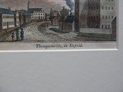 Miniature Illustration, Thompsonville Enfield, CT, 1836. Hand Colored, Original