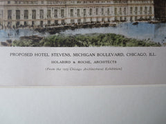 Hotel Stevens, Chicago, IL, 1923, Original Plan. Holabird & Roche