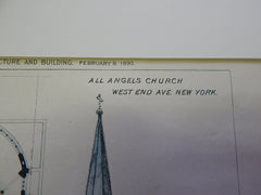 All Angels Church, West End Ave, NY, Snook, Architect, 1890, Original Plan