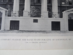 Comfort Station and Band Stand, Louisville, KY, V.P. Collins, 1918, Lithograph