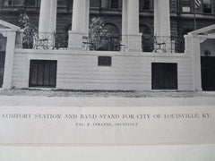 Comfort Station and Band Stand, Louisville, KY, V.P. Collins, 1918, Lithograph