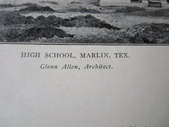 High School, Marlin, Texas, Glenn Allen, Archt., 1905, Lithograph