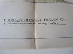 Donald Dolan House, New York, 1903, E.G.W. Dietrich, Original Plan Hand Colored