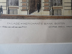 Merchants State Bank, Boston, MA, 1880, Original Plan. George Snell