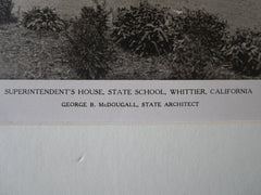 Superintendents House, State School, Whittier, CA, G McDougall, 1923, Lithograph