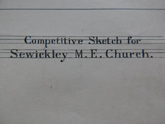 Sewickley M E Church, Sewickley, Pennsylvania, 1880, W S Fraser, Original Plan
