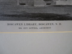 Boscawen Library, Boscawen, NH, Guy Lowell, 1916, Lithograph