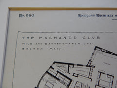 Exchange Club, Boston, MA, Ball & Dabney, 1892, Original Plan