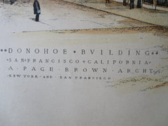 Donohoe Bldg, San Francisco, CA, 1890, A.Page Brown, Original Plan Hand Colored