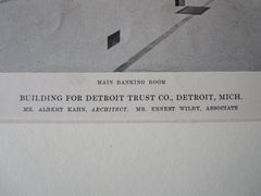 Banking Room, Detroit Trust, Detroit, MI, Albert Kahn, Archt., 1905, Lithograph