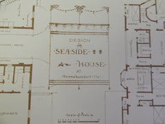Seaside House at Kennebunkport, ME, 1880, H P Clark, Architect, Original Plan
