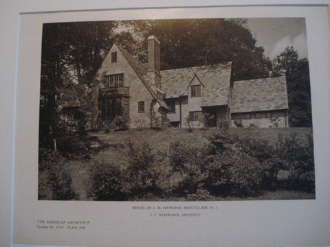 House of J. M. Hawkins, Montclair NJ, 1926. C. C. Wendehack. Lithograph