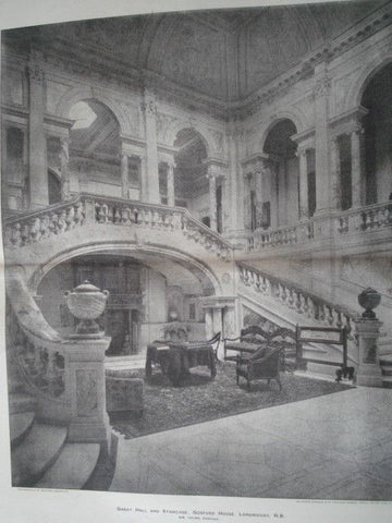 Great Hall & Staircase: Gosford House, Longniddry, Scotland, 1895. W. Young. Photo