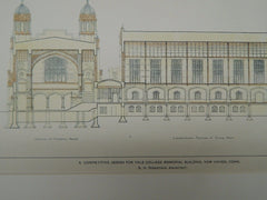 Elevations, Yale College Memorial Building, New Haven, CT, 1900, Original Plan