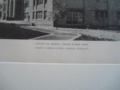 Lafayette School, Grand Rapids MI, 1926. Henry H. Turner & Victor E. Thebaud. Lithograph
