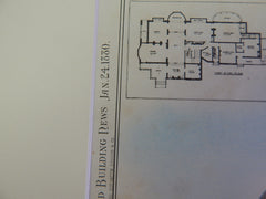 House, F B Porter, Newport, RI, 1880, Potter & Robertson, Original Plan