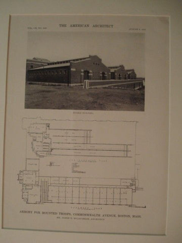 Stable: Armory For Mounted Troops, Boston MA, 1916. James E. Mclaughlin. Lithograph
