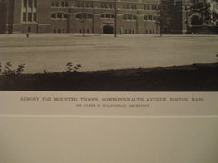 Armory For Mounted Troops, Boston MA, 1916. James E. Mclaughlin. Lithograph