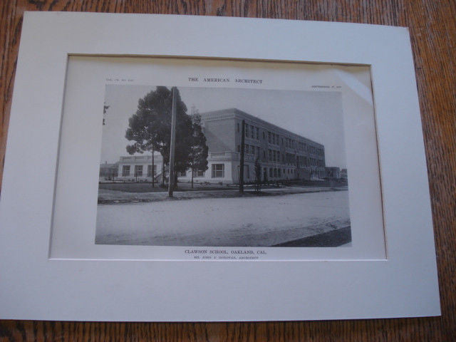 Clawson School, Oakland, CA, 1916. John J. Donovan. Lithograph
