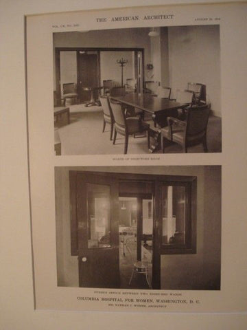 Interior: Columbia Hospital for Women, Washington DC, 1916. Nathan C. Wyeth