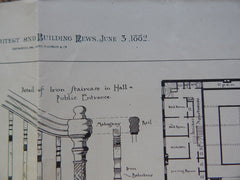 Club House, Boston Art Club, Boston. W.R. Emerson, Arch., 1882, Original Plan