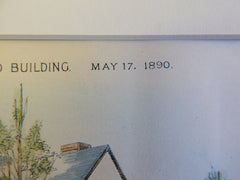 House, Rev. Samuel Scoville, Stamford, CT, 1890, Original Plan, Hand Colored
