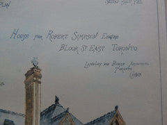 Robert Simpson House, Bloor Street E, Toronto, 1886. Langley & Burke, Original