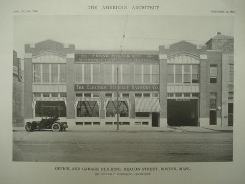 Office and Garage: Beacon St. Boston MA. 1916. Frank J. Robinson. Photogravure
