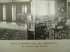 House of Jeffrey Davis, Esq. in Kingston RI, 1912. J. Howard Adams. Photograph
