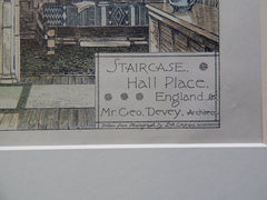 Staircase, Hall Place, England, UK, 1880, George Devey, Archt., Original Plan