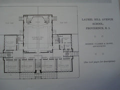 Laurel Hill Avenue School, Providence RI, 1916. Clarke & Howe. Lithograph