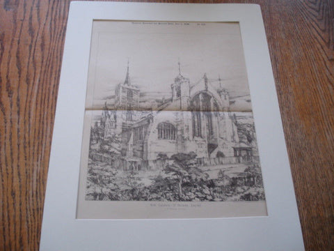 New Church-St. Peter's, Ealing, England, 1890. J.D. Sedding. Lithograph