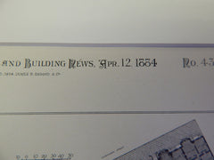 The Portland, Washington DC, 1884, Cluss & Schulze, Original Plan