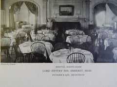 Dining Room, Lord Jeffery Inn, Amherst, MA, 1928, Lithograph, Putnam & Cox