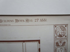 Cuvier Club, Cincinnati, OH, 1881, Original Plan. Jas. W. McLaughlin