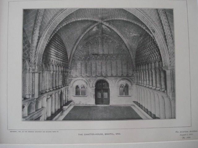 Chapter-House in Bristol, England, 1901. Lithograph