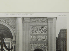 Detail, Arch of Victory on Fifth Avenue, New York, NY, 1919, Lithograph