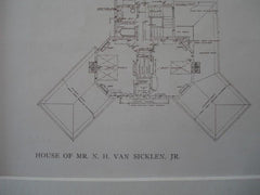 House of Mr. N. H. Van Sicklen, Jr. in St. Charles IL, 1909. Lithograph