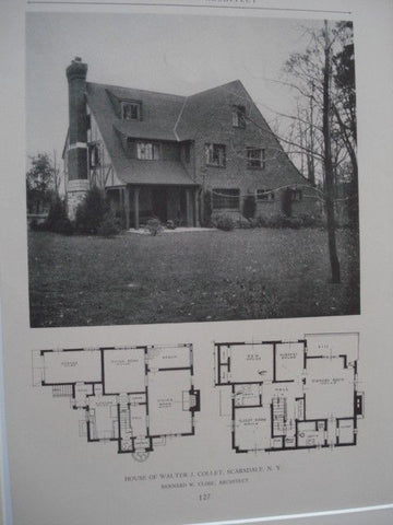 House of Walter J. Collet, Scarsdale NY, 1927. Bernard W. Close. Lithograph