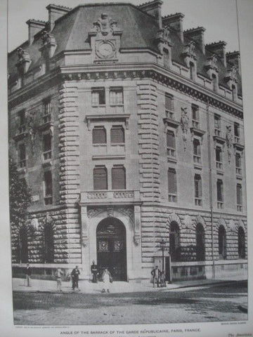 Barrack of the Republicaine in Paris, France, 1901. Jacques Hermant. Lithograph