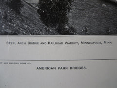 Steel Arch Bridge, Exposition Building, Minneapolis, MN, 1901, Lithograph