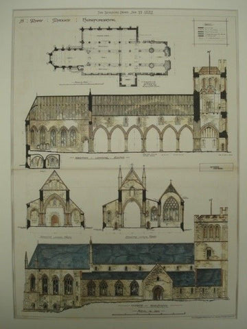 Church of St. Mary's of Madley in Herefordshire, England, 1882. Unknown Archt. Original