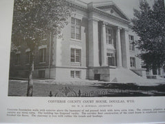 Side view: Converse County Court House, Douglas, WY, 1916. W.N. Bowman. Lithograph