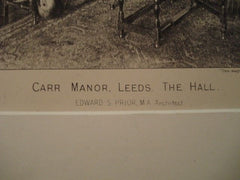Hall: Carr Manor, Leeds, England. 1890. Edward S. Prior. Lithograph