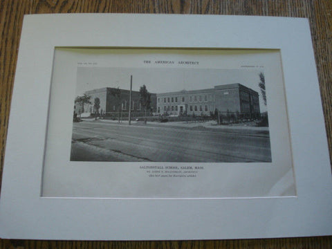 Exterior: Saltonstall School, Salem MA, 1916. James E. McLaughlin. Lithograph