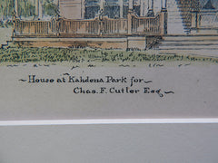 House, Charles Cutler, Kahdena Park, Morristown, NJ, 1890, Original Plan