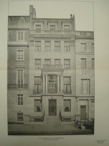 No. 409 Commonwealth Avenue in Boston MA, 1902. Peabody & Stearns. Photogravure