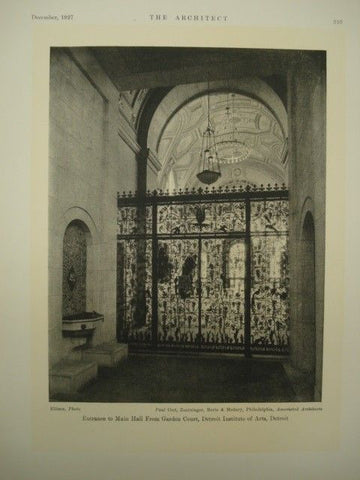 Main Hall Detroit Institute of Arts. Detroit MI, 1927. Paul Cret, Zantzinger, Borie & Medary