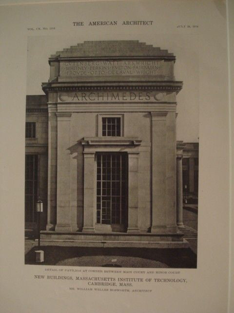 Pavilion: Massachusetts Institute of Technology, Cambridge MA, 1916. William Welles Bosworth