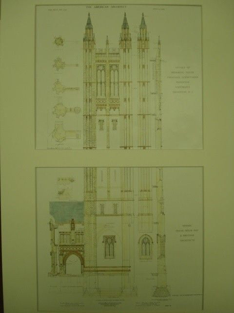 Details of Memorial Tower of the Freshman Dormitories  1909 Frank Miles Day Original Plan